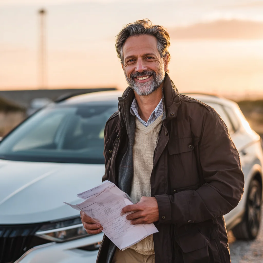 Автомобиль с international семьёй на фоне американской дороги — страховка для мигрантов