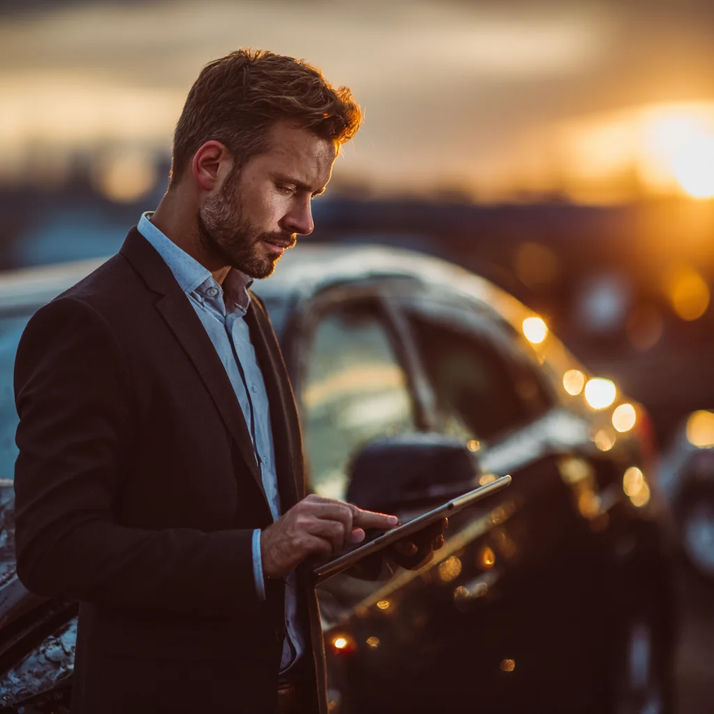 Русскоязычная семья обсуждает автостраховку в США за столом с ноутбуком